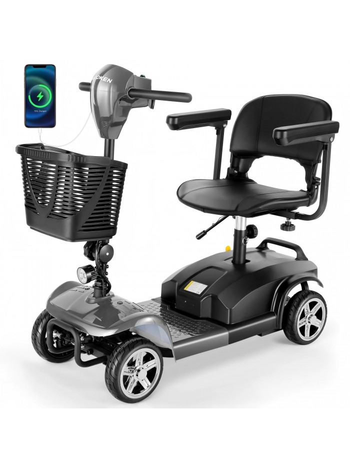 WOOKEN Mobility Scooter for Adults, Seniors, 24V 12AH Electric Powered Wheelchair Device, 250W 4 Wheels Compact Folding Duty Mobile for Elderly
