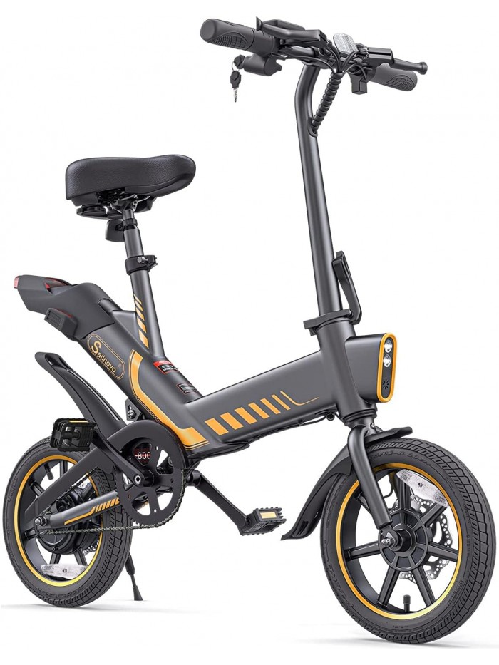 TotGuard 14" Electric Bike for Adults, 350W Adult Electric Bicycle with Removable 36V 374WH Battery, Commuter City Ebike for Adults Throttle & Pedal Assist, Central Shock Absorber UL2849