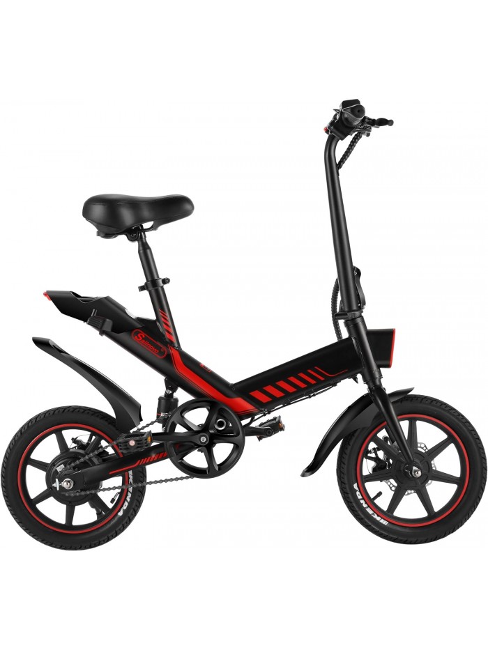 TotGuard 14" Electric Bike for Adults, 350W Folding Adult Electric Bicycle with Removable 36V 374WH Battery, Commuter City Ebike for Adults Pedal Assist, Central Shock Absorber UL2849