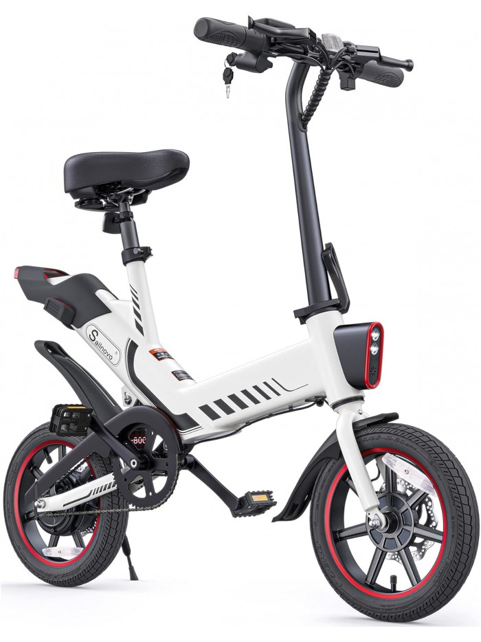 TotGuard 14" Electric Bike for Adults, 350W Folding Adult Electric Bicycle with Removable 36V 374WH Battery, Commuter City Ebike for Adults Throttle & Pedal Assist, Central Shock Absorber UL2849